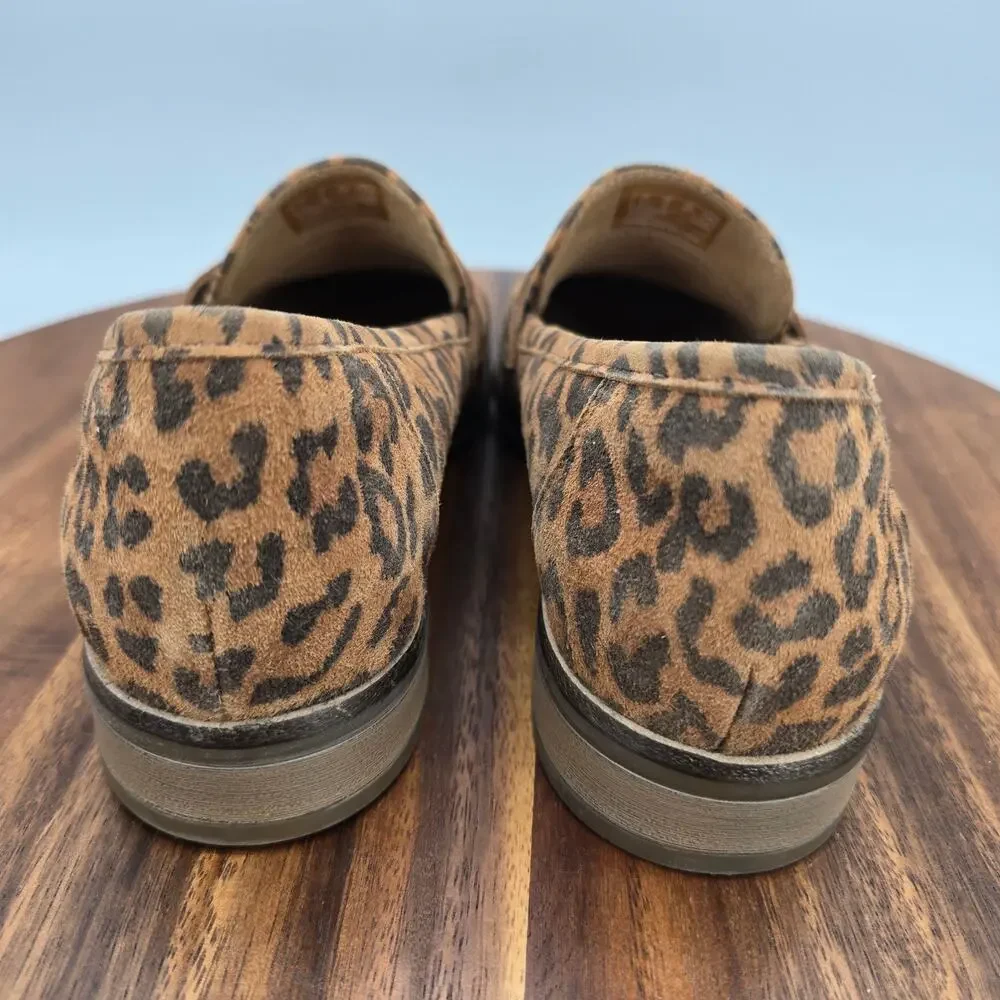 Clarks Shoes Women's 6 M Leopard Print Suede Leather Trish Comfort Penny Loafers